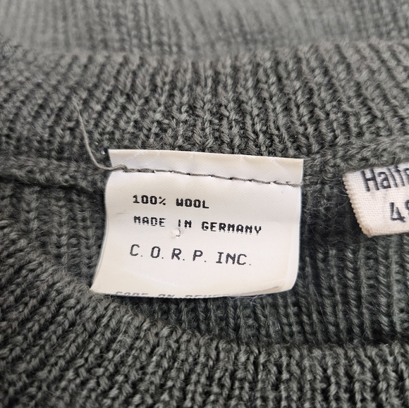Vintage German Commando Olive Green Ribbed Knit Wool Sweater Size Medium Men A17 - Picture 9 of 12